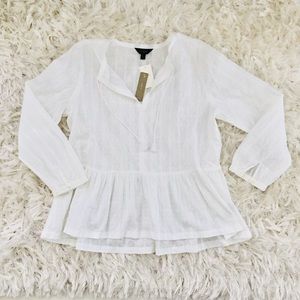NWT / J Crew / White Cotton Peasant Top / SZ 12